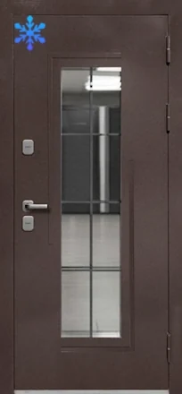 Входная дверь Люкс 7 Букле шоколад ковка Термо — фото снаружи